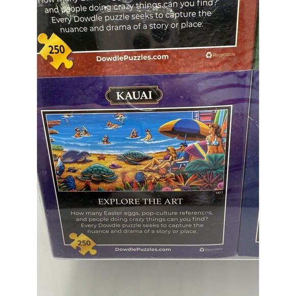 Dowdle Set 4-Pack Beaches of Mini Wooden Puzzles & Tray New And Sealed - Picture 5 of 13